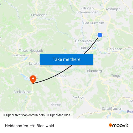 Heidenhofen to Blasiwald map
