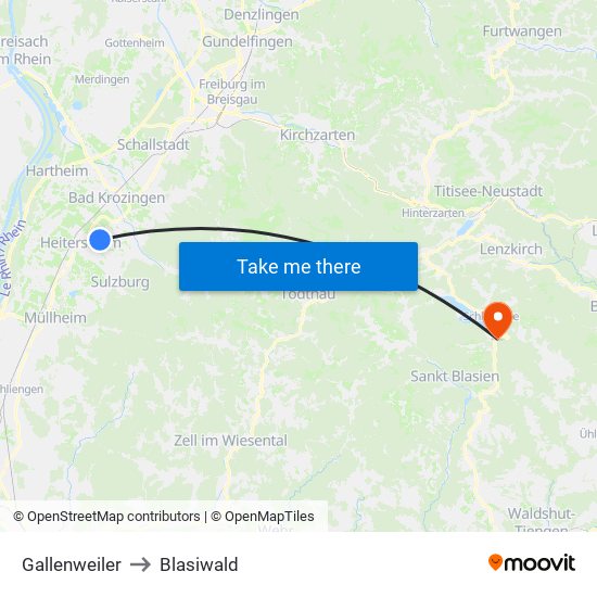 Gallenweiler to Blasiwald map