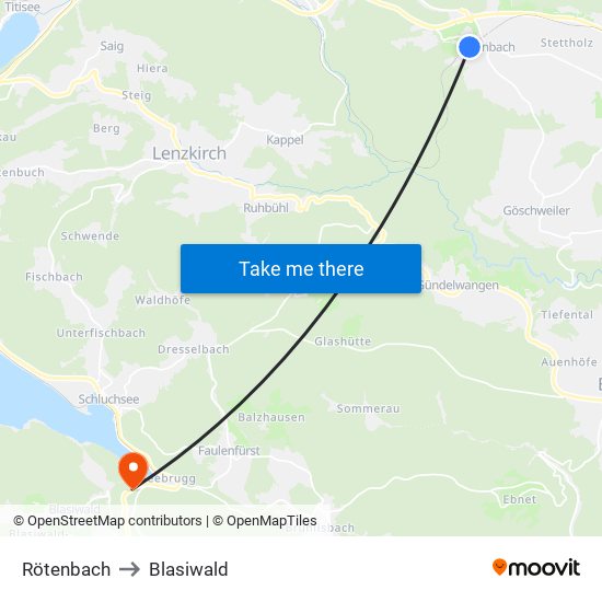 Rötenbach to Blasiwald map