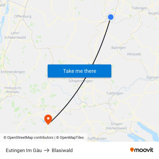 Eutingen Im Gäu to Blasiwald map