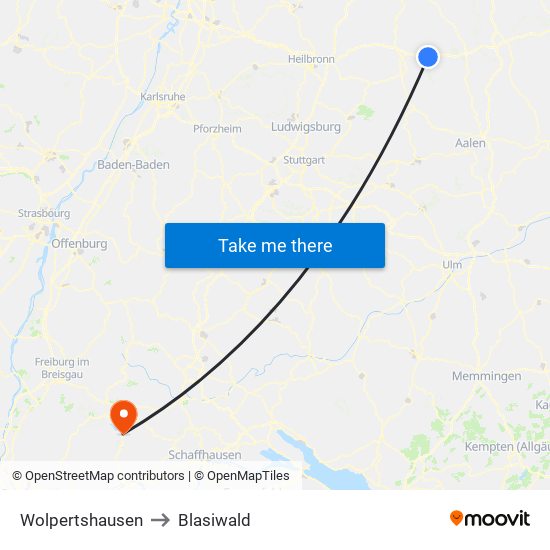 Wolpertshausen to Blasiwald map