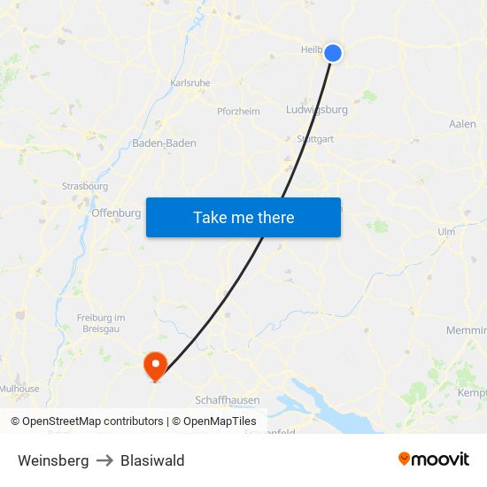 Weinsberg to Blasiwald map