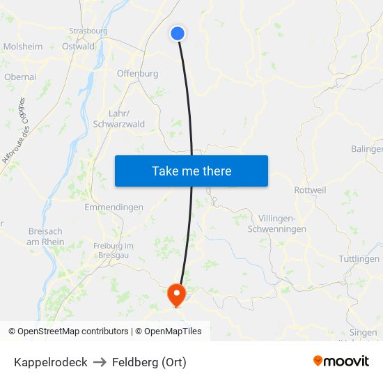 Kappelrodeck to Feldberg (Ort) map