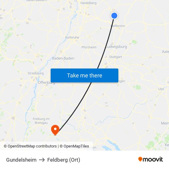 Gundelsheim to Feldberg (Ort) map