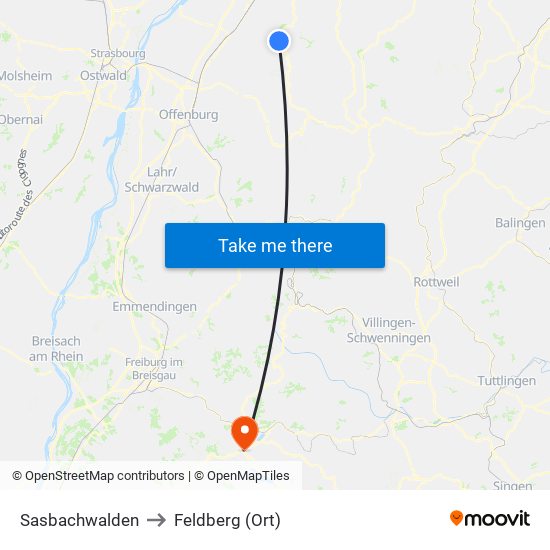 Sasbachwalden to Feldberg (Ort) map