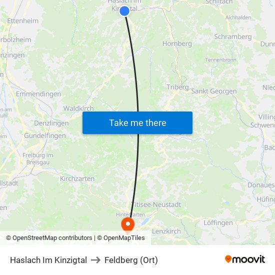 Haslach Im Kinzigtal to Feldberg (Ort) map