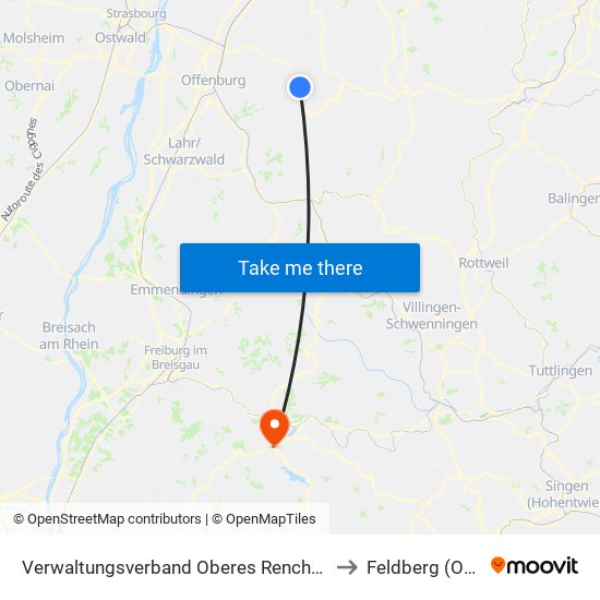 Verwaltungsverband Oberes Renchtal to Feldberg (Ort) map