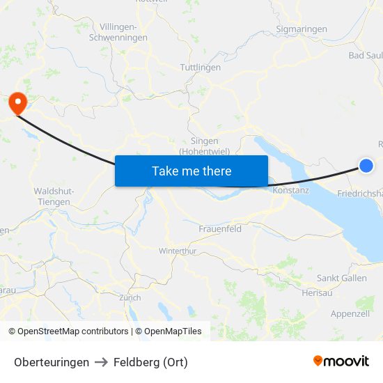 Oberteuringen to Feldberg (Ort) map