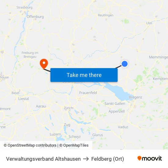 Verwaltungsverband Altshausen to Feldberg (Ort) map