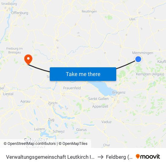 Verwaltungsgemeinschaft Leutkirch Im Allgäu to Feldberg (Ort) map
