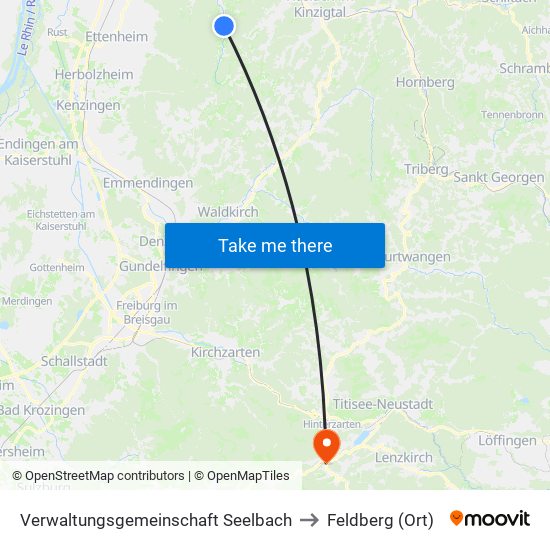 Verwaltungsgemeinschaft Seelbach to Feldberg (Ort) map