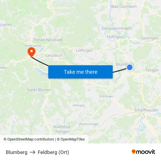 Blumberg to Feldberg (Ort) map