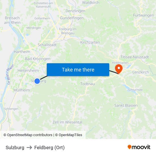 Sulzburg to Feldberg (Ort) map