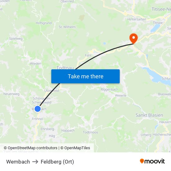 Wembach to Feldberg (Ort) map