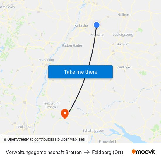 Verwaltungsgemeinschaft Bretten to Feldberg (Ort) map