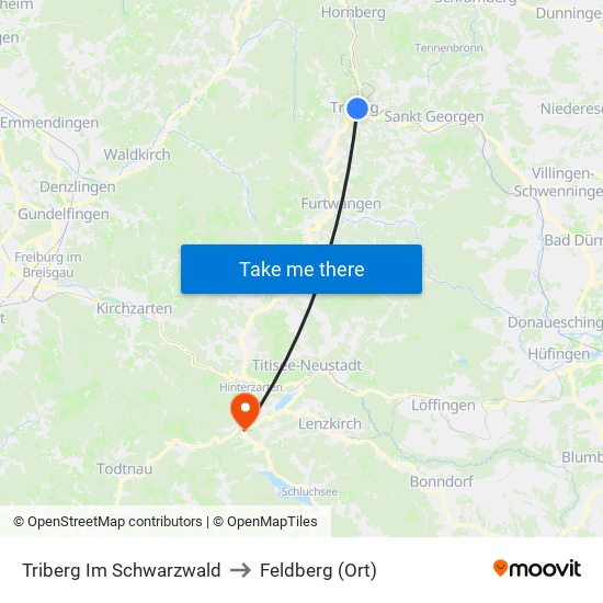 Triberg Im Schwarzwald to Feldberg (Ort) map