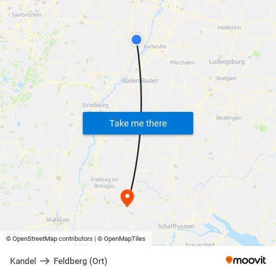 Kandel to Feldberg (Ort) map