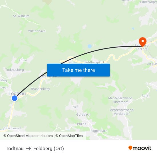 Todtnau to Feldberg (Ort) map
