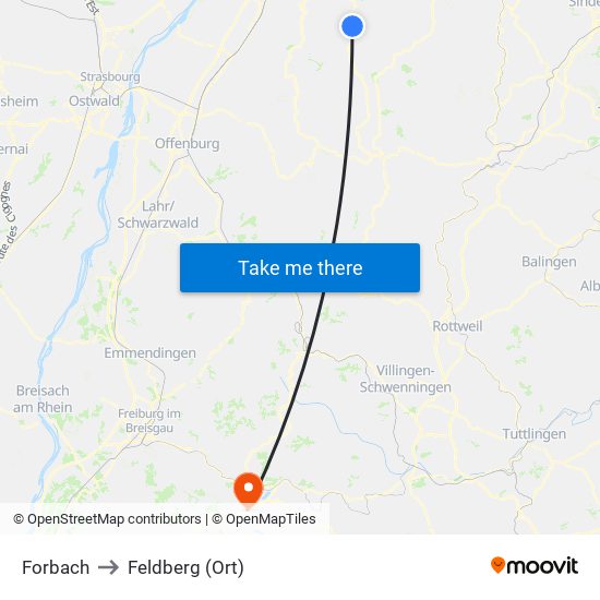 Forbach to Feldberg (Ort) map