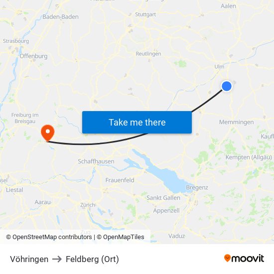 Vöhringen to Feldberg (Ort) map