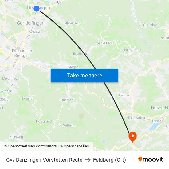 Gvv Denzlingen-Vörstetten-Reute to Feldberg (Ort) map