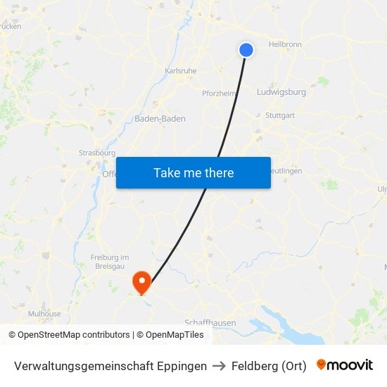 Verwaltungsgemeinschaft Eppingen to Feldberg (Ort) map