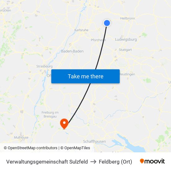 Verwaltungsgemeinschaft Sulzfeld to Feldberg (Ort) map