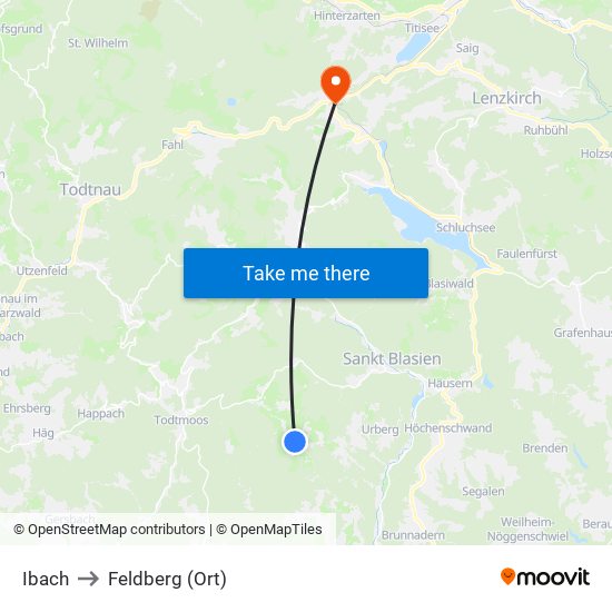 Ibach to Feldberg (Ort) map