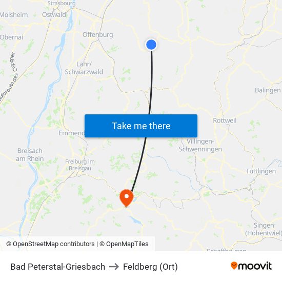 Bad Peterstal-Griesbach to Feldberg (Ort) map