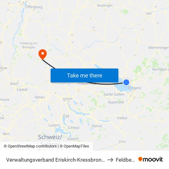 Verwaltungsverband Eriskirch-Kressbronn am Bodensee-Langenargen to Feldberg (Ort) map