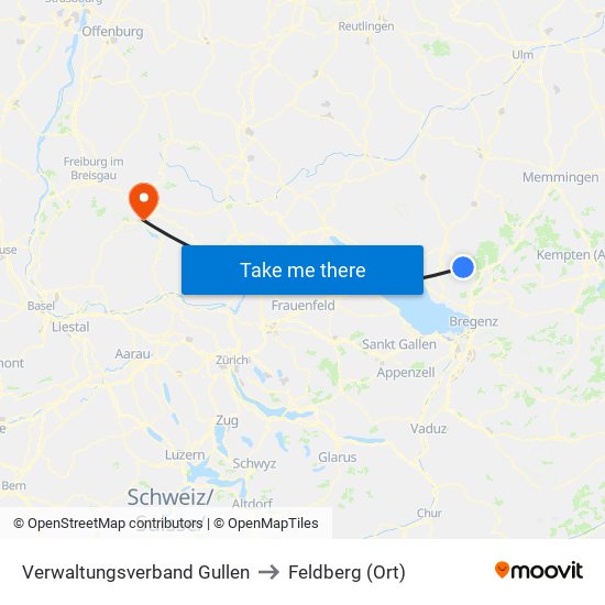 Verwaltungsverband Gullen to Feldberg (Ort) map