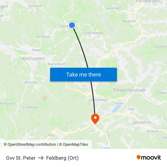 Gvv St. Peter to Feldberg (Ort) map