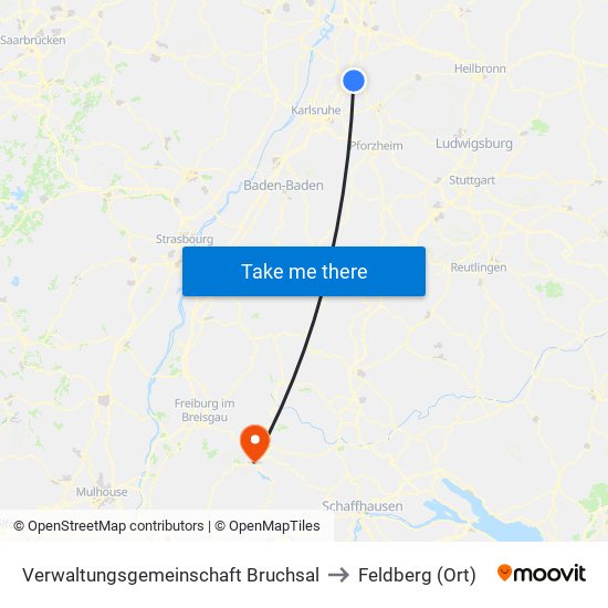Verwaltungsgemeinschaft Bruchsal to Feldberg (Ort) map