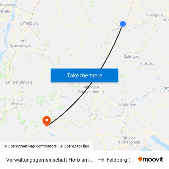 Verwaltungsgemeinschaft Horb am Neckar to Feldberg (Ort) map