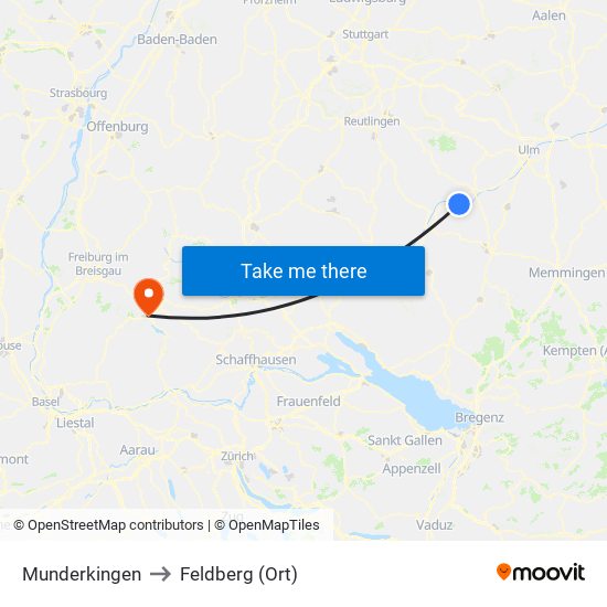 Munderkingen to Feldberg (Ort) map