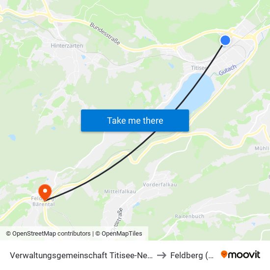 Verwaltungsgemeinschaft Titisee-Neustadt to Feldberg (Ort) map