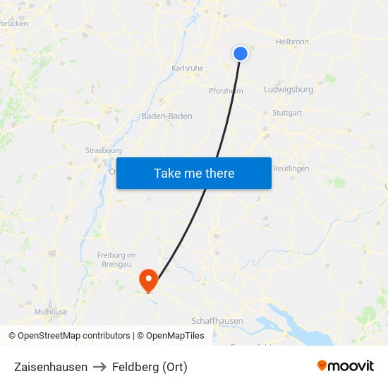 Zaisenhausen to Feldberg (Ort) map