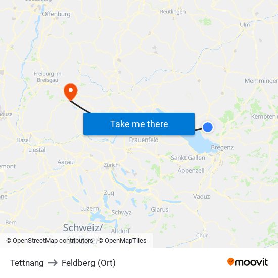 Tettnang to Feldberg (Ort) map