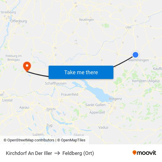 Kirchdorf An Der Iller to Feldberg (Ort) map
