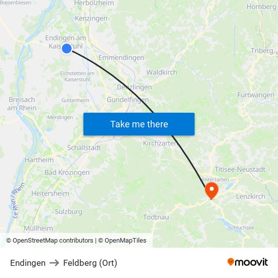 Endingen to Feldberg (Ort) map