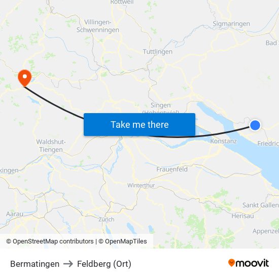 Bermatingen to Feldberg (Ort) map