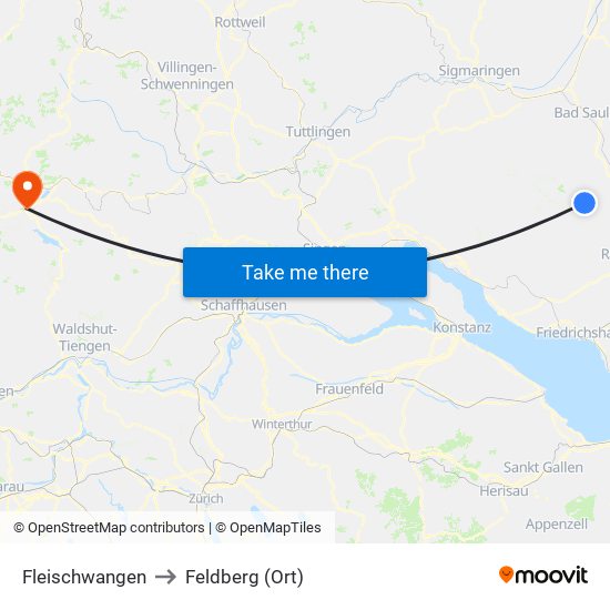 Fleischwangen to Feldberg (Ort) map