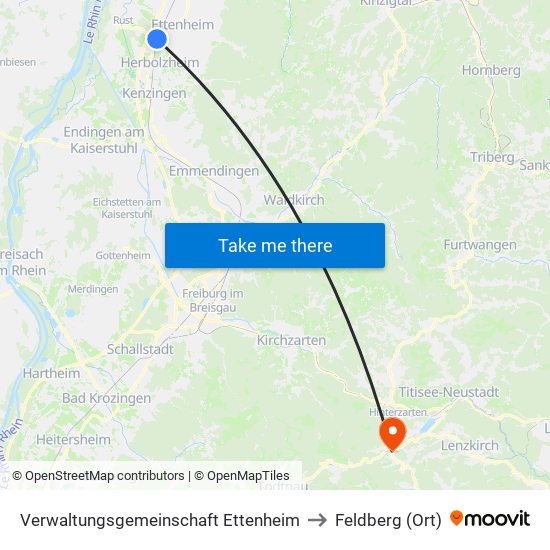 Verwaltungsgemeinschaft Ettenheim to Feldberg (Ort) map