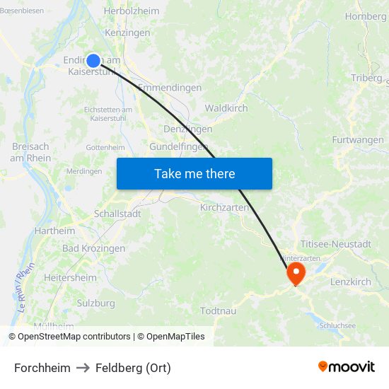 Forchheim to Feldberg (Ort) map