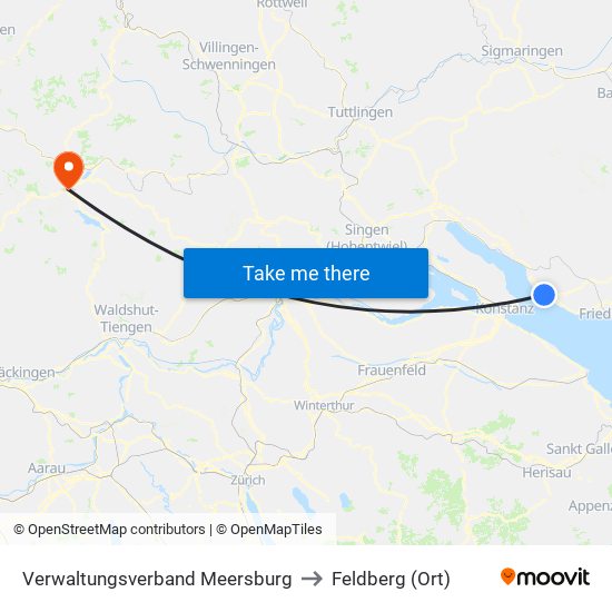 Verwaltungsverband Meersburg to Feldberg (Ort) map