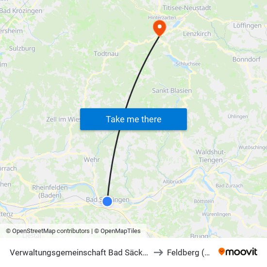 Verwaltungsgemeinschaft Bad Säckingen to Feldberg (Ort) map