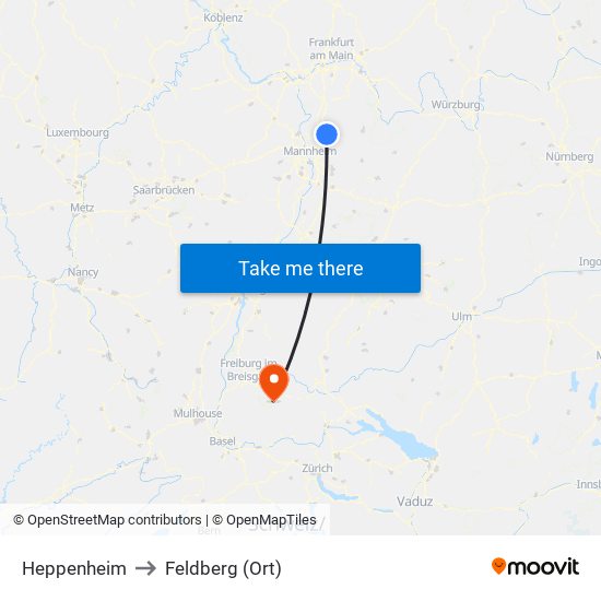 Heppenheim to Feldberg (Ort) map