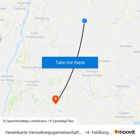 Vereinbarte Verwaltungsgemeinschaft Freudenstadt to Feldberg (Ort) map