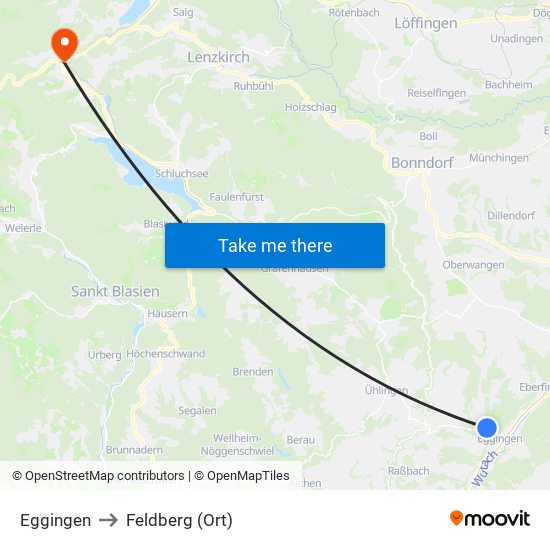 Eggingen to Feldberg (Ort) map