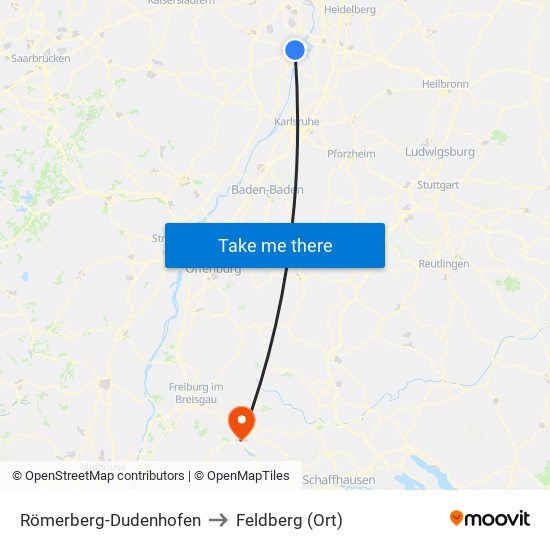 Römerberg-Dudenhofen to Feldberg (Ort) map